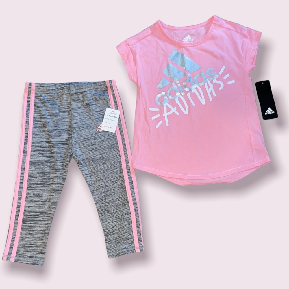 NWT Adidas 2-piece set, pants and tee, girls size 6 NEW